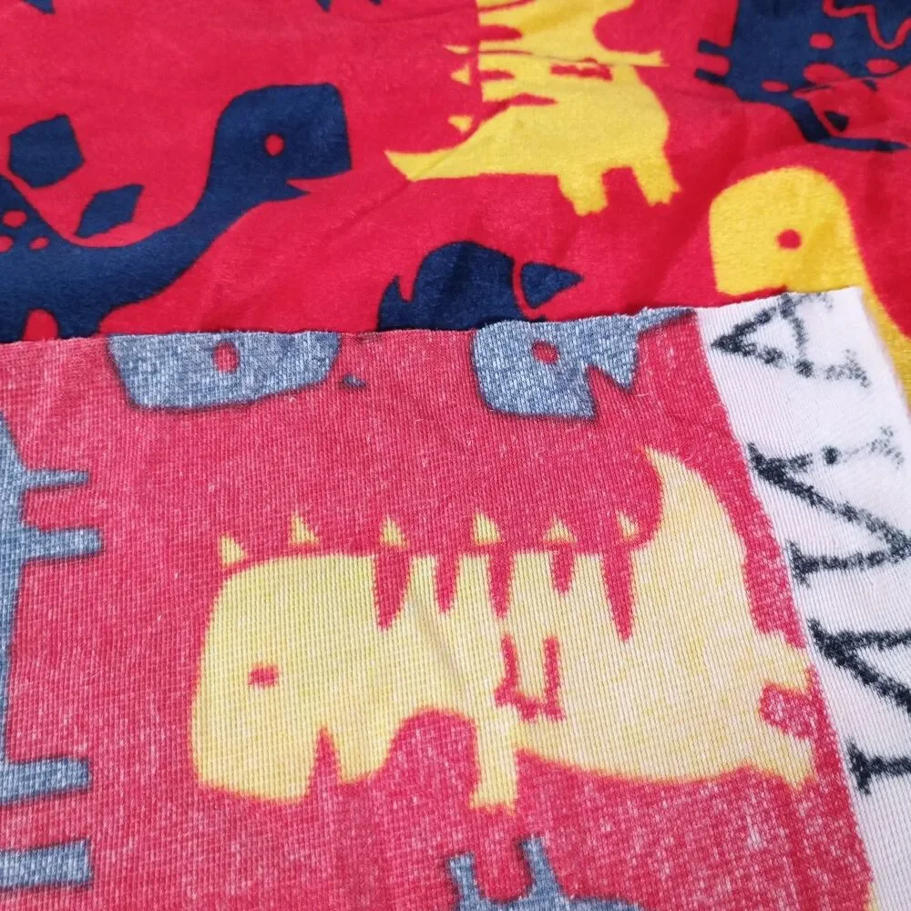 JoAnn Dinosaur Plush Fabric Red Yellow Blue Dino Print 1 Yard x 60